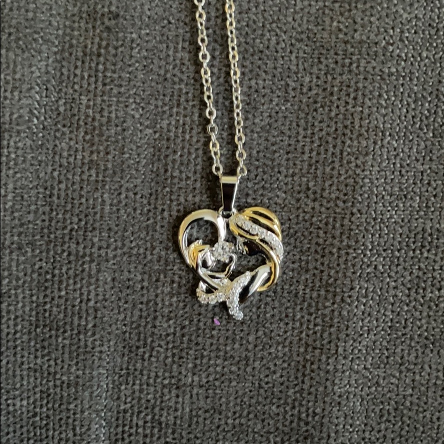 Heart Mother And Baby Pendant With Chain